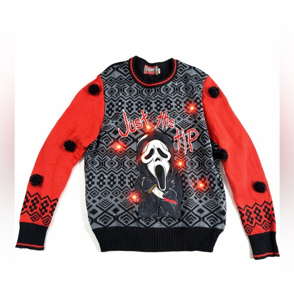 Spencer's Other - Spencer’s Ghost Face Just the Tip Light Up Sweater XL Scream Horror Christmas